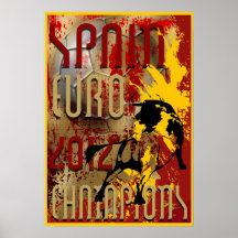 Spain Euro 2012 Champions Poster Print Bull flag