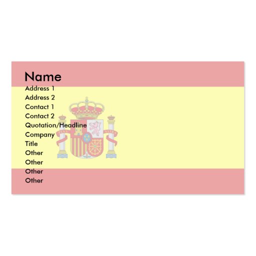 Spain Flag DoubleSided Standard Business Cards (Pack Of 100) Zazzle