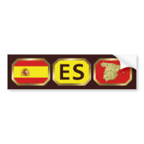 Spain Flag Map Code Bumper Sticker