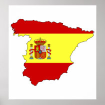 Spain Flag Map full size Posters