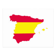 Spain Map Flag Postcards