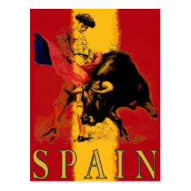 Spain Postcard with Vintage Bullfight