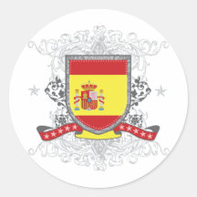 Spain Shield Round Stickers