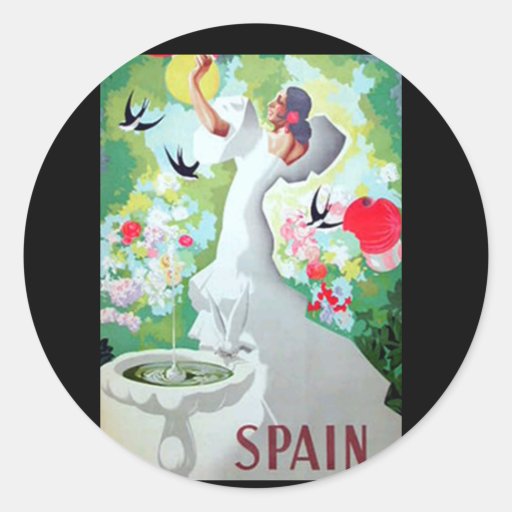 Spain Vintage Image Round Stickers