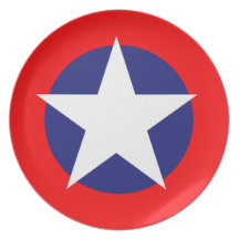 Spangled Banner - American Flag Red Blue Emblem Party Plates