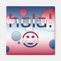 Spanish American Gifts  Hello / Hola + Smiley Face Fridge Magnets