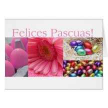 spanish easter greeting pink collage greeting card