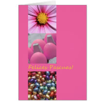 Spanish easter greeting pink collage greeting card