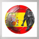 Spanish flag soccer ball Spain soccer gifts posters
