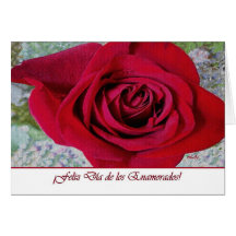 Spanish Valentine’s Day, Red Tiled Rose Greeting Card