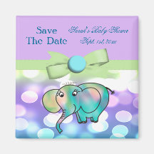 Sparkle Dots Pastel Elephant Baby Shower Fridge Magnet