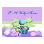 Sparkle Dots Pastel Elephant Baby Shower Postcard