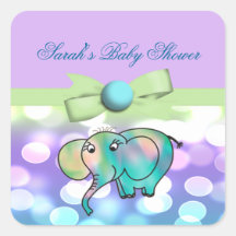 Sparkle Dots Pastel Elephant Baby Shower Sticker
