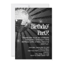 Sparkling Disco Ball Birthday Party Invitations