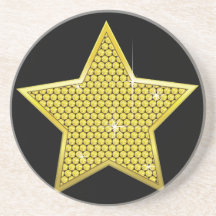 Sparkling Gold Star Beverage Coasters
