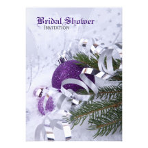 Sparkling Purple Ornaments Bridal Shower Invite