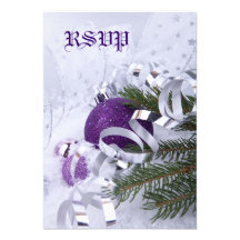 Sparkling Purple Ornaments RSVP Card Personalized Invitation