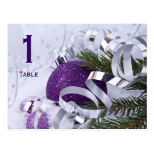 Sparkling Purple Ornaments Table Number Postcard