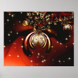 Sparkling red ornament posters
