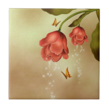 Sparkling Roses Ceramic Tile
