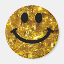 Sparkly Gold Bling Smiley Magnet
