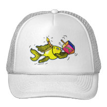 Sparky Hanuka Fish - Comic Cure Drawing Gift Mesh Hat
