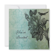 Sparrow and Rose Elegant Vintage Damask Custom Announcement