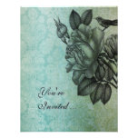 Sparrow and Rose Elegant Vintage Damask Personalized Invite