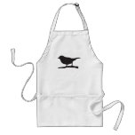 Sparrow bird &  branch black & white silhouette aprons