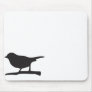 Sparrow bird &  branch black & white silhouette mouse pad