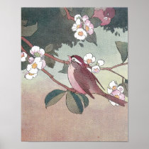 Sparrow in Flowering Apple Tree Posters