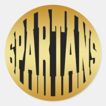 SPARTANS - GOLD TEXT ROUND STICKER