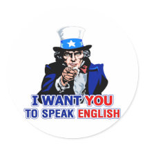 Speak English Round Stickers