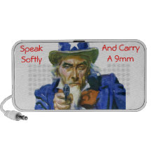 Speak Softly & Carry a 9mm Uncle Sam with Gun Mini Speaker