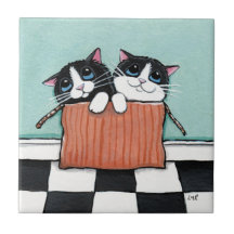 Special Delivery | Whimsical Cat Art Tile