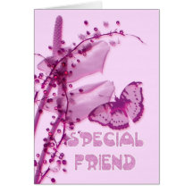 Special Friend Birthday card, pink with buttefly a