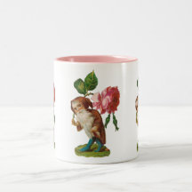 Special Vintage Gnome With A Pink Rose Coffee Mugs