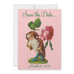 Special Vintage Gnome With A Pink Rose Invitations