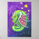 Speckle Green Dragon big eye fantasy art Poster posters