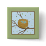 Speckled Blue Eggs in a Nest Button