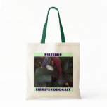 SPECKLED TREE FROG ON PURPLE LIGULARIA BAG