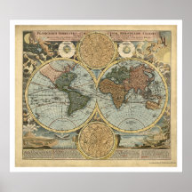 Spectacular Map of the World by Homann 1716 Print