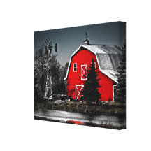 Spectacular Red Barn - Wrapped Canvas Stretched Canvas Print