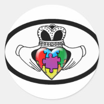 Spectrum Claddagh Round Stickers