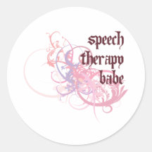 Speech Therapy Babe Round Stickers