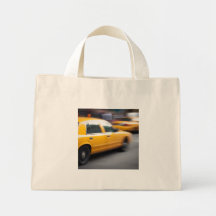 Speeding Yellow NY City Taxi Cab with Motion Blur Canvas Bag