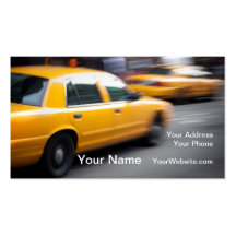 Speeding Yellow NY City Taxi Cab with Motion Blur Business Card