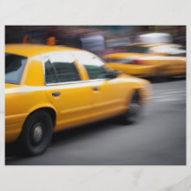 Speeding Yellow NY City Taxi Cab with Motion Blur Full Color Flyer