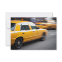 Speeding Yellow NY City Taxi Cab with Motion Blur