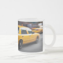 Speeding Yellow NY City Taxi Cab with Motion Blur Mug